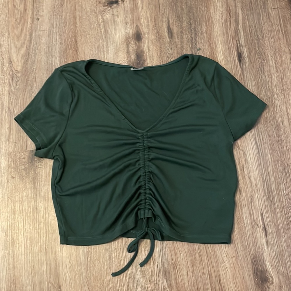 Sunday Best Front Tie Green Crop Top